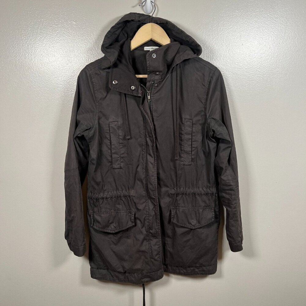 James Perse Hooded Utility Jacket Size 1 US Small Brown Travel Casual Minimal